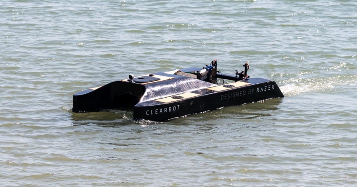 A Clear Robotics autonomous boat on the water